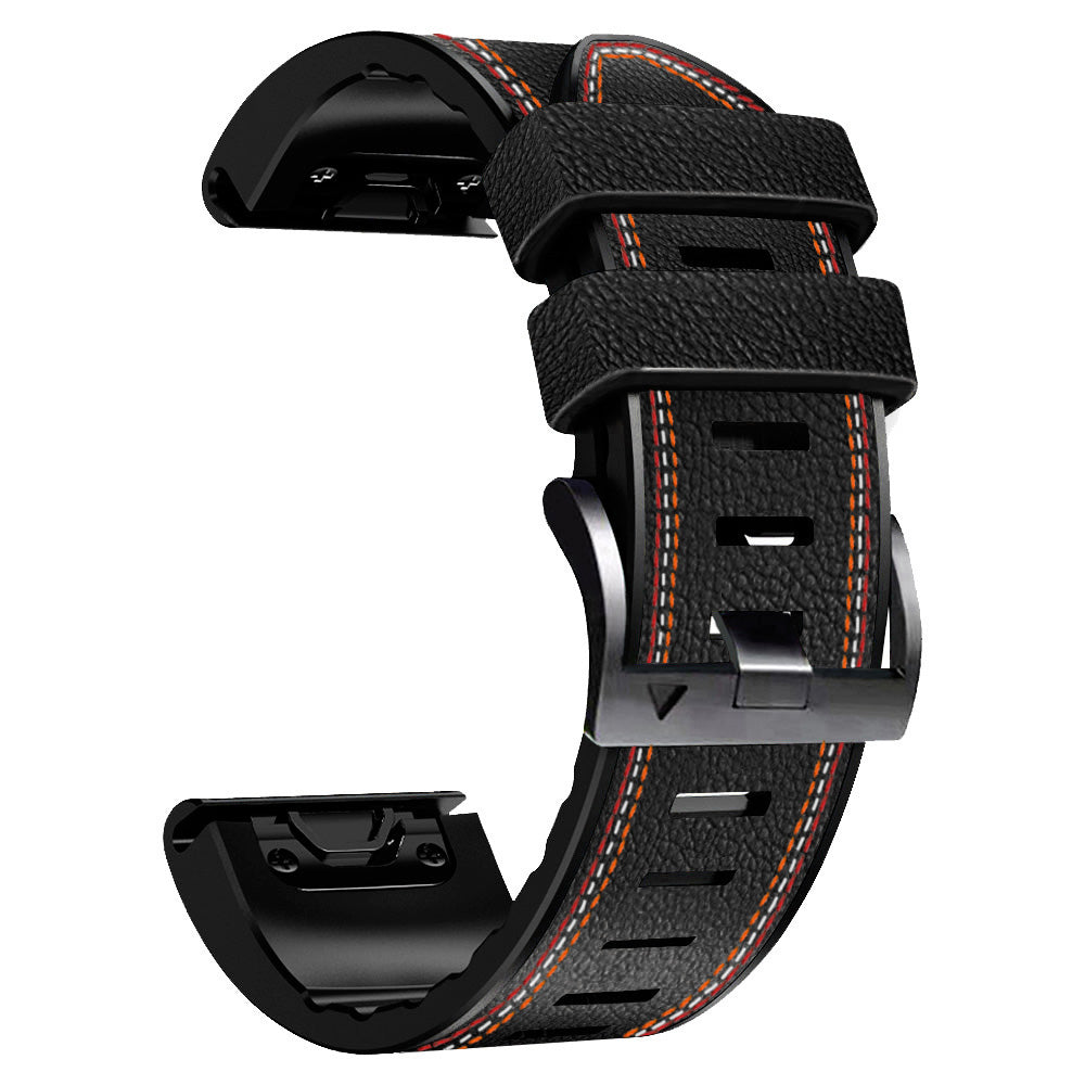 For Garmin Descent G1 Instinct 2 Epix Gen2 Quick Release Watch Band PU Leather Coated Silicone Three-color Stitching Line Wristband Strap For Garmin Descent G1 Instinct 2 Epix Gen2 Quick Release Watch Band PU Leather Coated Silicone Three-color Stitching Line Wristband Strap